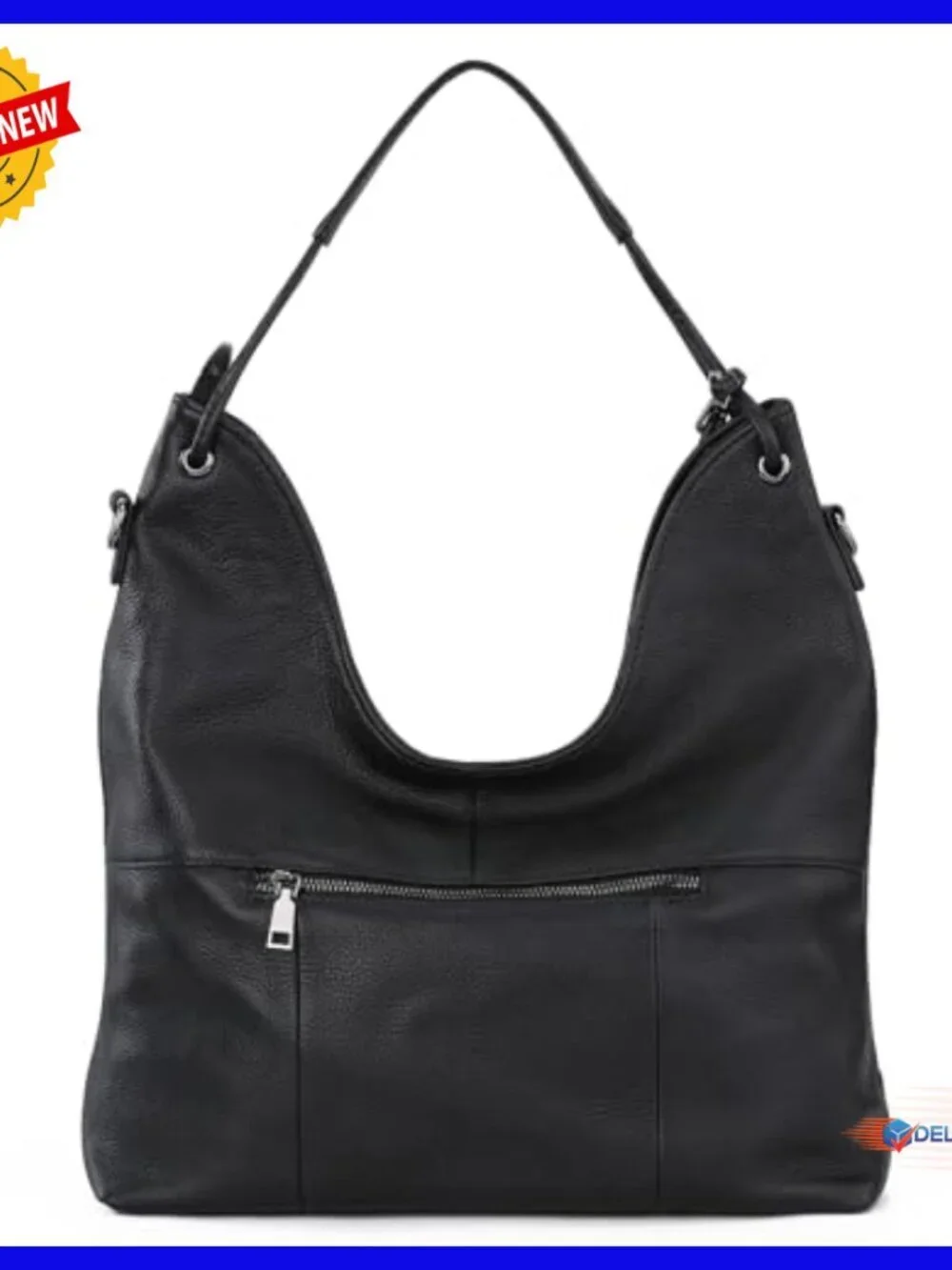Genuine Leather Hobo Bag with Wallet, Adjustable Strap, Multiple Pockets